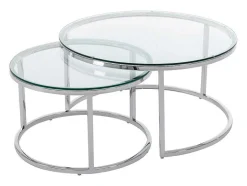 PASCAL MORABITO Salontafel-Nesttafels Van Gehard Glas En Roestvrij Staal - Zilver - Maevane Ii Van