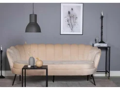 Vente-unique Modulair-Nice Bank 3 Persoons Velours Beige.