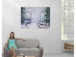 Vente-unique Schilderij-Olieverfschilderij Dorp Handgeschilderd