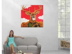 Vente-unique Schilderij-Olieverfschilderij Hert Handgeschilderd