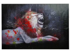 Vente-unique Schilderij-Olieverfschilderij Leeuw Mcw-H25, 80X120Cm