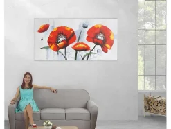 Vente-unique Schilderij-Olieverfschilderij Rode Klaproos Handgeschilderd