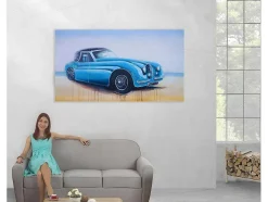 Vente-unique Schilderij-Olieverfschilderij Vintage Auto Handgeschilderd