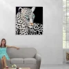 Vente-unique Schilderij-Olieverfschilderij Witte Luipaard Handgeschilderd