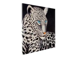 Vente-unique Schilderij-Olieverfschilderij Witte Luipaard Handgeschilderd
