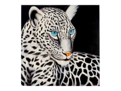 Vente-unique Schilderij-Olieverfschilderij Witte Luipaard Handgeschilderd