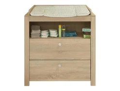 Vente-unique Babymeubel-Olja Commode Met 2 Lades En 1 Plank, Eiken Decor.