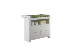 Vente-unique Babymeubel-Olja Commode Met 2 Lades En 1 Plank, Wit.