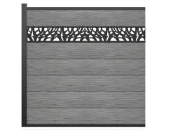 EXPERTLAND Afscherming En Omheining-Omheining H181 Cm - Set Van 7 Latten In Composiet Met Decoratie + 1 Lichtgrijze Paal - Enola