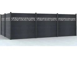 EXPERTLAND Afscherming En Omheining-Omheining H181 Cm - Set Van 7 Latten In Composiet Met Decoratie + 1 Antraciet Paal - Enola