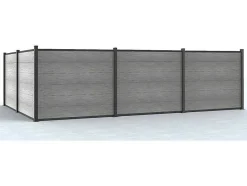 EXPERTLAND Afscherming En Omheining-Omheining H156 Cm - Set Van 6 Latten In Composiet + 2 Lichtgrijze Palen - Enola