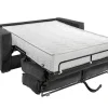 Vente-unique Slaapbank Met Matras-Omkeerbare Driezits-Express-Slaapbank Van Antracietkleurig Ribfluweel - Bed 140 Cm - Matras 22 Cm Loreto