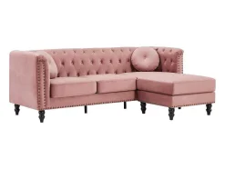 Vente-unique Hoekbank-Omkeerbare Hoekbank Van Oud Roze Velours Turner