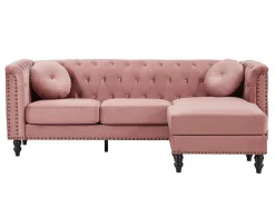 Vente-unique Hoekbank-Omkeerbare Hoekbank Van Oud Roze Velours Turner