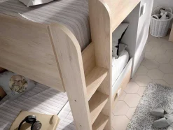 Vente-unique Kinderbed Stapelbed-Omkeerbare Hoekstapelbed Ricardo - 2 X 90X190Cm - Opbergruimte - Grijs En Wit + Matras