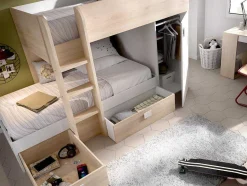 Vente-unique Kinderbed Stapelbed-Omkeerbare Hoekstapelbed Ricardo - 2 X 90X190Cm - Opbergruimte - Grijs En Wit + Matras