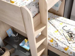 Vente-unique Kinderbed-Omkeerbare Hoekstapelbed Ricardo - 2 X 90X190Cm - Opbergruimte - Grijs En Antraciet