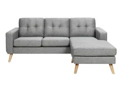 Vente-unique Scandinavisch-Omkeerbare Hoekzitbank Van Stof Bartolome - Gechineerd Grijs