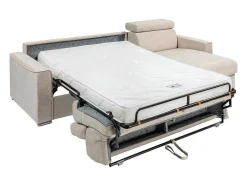 Vente-unique Speciale Modellen Zitbanken & Fauteuils-Omkeerbare, Snel Om Te Bouwen Slaapbank Met Hoek In Beige Stof - Bed Van 140 Cm - Matras 14 Cm - Vizir