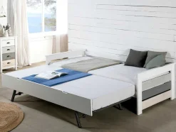 Vente-unique Bed Met Slaaplade-Onderschuifbed Celiane - 2 X 90 X 190 Cm - Mdf - Wit