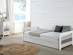 Vente-unique Bed Met Slaaplade-Onderschuifbed Celiane - 2 X 90 X 190 Cm - Mdf - Wit