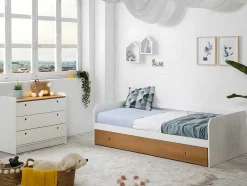 Vente-unique Kinderbed-Onderschuifbed Juliette - 2 X 90 X 190 Cm - Wit