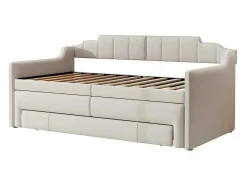 ModernLuxe Aanbiedingen: Slaapkamer & Kantoor-Onderschuifbed 90X200Cm + 90X190Cm - Gestoffeerde Slaapbank Met Lades - Katoenlinnenstof - Beige
