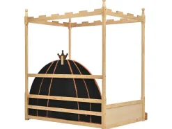 ModernLuxe Kinderbed-Onderschuifbed 140X200Cm In Massief Grenen - Fluwelen Hoofdeinde - Oranje & Wit