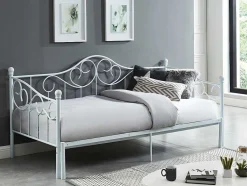Vente-unique Bed Met Slaaplade-Onderuitschuifbed Sebille - Metaal - 90 X 200 Cm - Wit