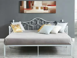 Vente-unique Bed Met Slaaplade-Onderuitschuifbed Sebille - Metaal - 90 X 200 Cm - Wit