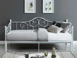 Vente-unique Bed Met Slaaplade-Onderuitschuifbed Sebille - Metaal - 90 X 200 Cm - Wit
