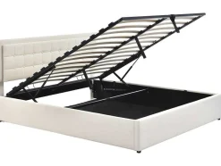 Vente-unique Aanbiedingen: Slaapkamer & Kantoor-Opbergbed 180 X 200 Cm - Pu Leer - Led'S - Lattenbodem - Wit