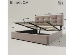 ModernLuxe Fluwelen Bed-Opbergbed 140X200Cm - Stof Fluweel - Met Verstelbaar Hoofdeinde + Lattenbodem - Grijs
