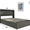 ModernLuxe Aanbiedingen: Slaapkamer & Kantoor-Opbergbed 140X200Cm In Kunstleer Met Led + Lattenbodem - Grijs