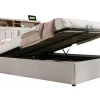 ModernLuxe Aanbiedingen: Slaapkamer & Kantoor-Opbergbed 160X200Cm In Linnenstof Met Usb-Poort - Verstelbaar Hoofdeinde En Lattenbodem - Beige