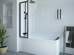 Shower & Design Badscherm-Opklapbaar Badscherm Van Matzwart Metaal - 120 X 140 Cm - District