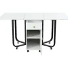 ModernLuxe Eettafel-Opklapbare Eettafel Op Wielen - Met Opbergruimte - Wit & Zwart