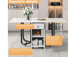 ModernLuxe Eettafel-Opklapbare Eettafel Op Wielen - Met Opbergruimte - Wit & Zwart