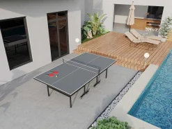 Vente-unique Spel Voor Buiten-Opklapbare Pingpongtafel Op Wieltjes Voor Buiten Met Accessoires - L274 X D152,5 X H76 Cm - Jordie