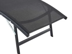 MYLIA Ligstoel-Opstapelbare Ligstoel Van Aluminium En Textileen - Zwart - Zensia