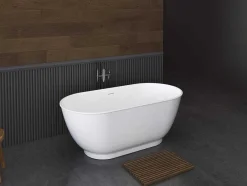 Shower & Design Vrijstaand Bad-Ovaal Vrijstaand Bad - 210L - 150 X 74 X 57 Cm - Wit - Acryl - Mobula
