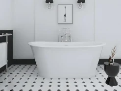Shower & Design Vrijstaand Bad-Ovaal Vrijstaand Bad - Retro-Stijl - 180 L - 150 X 74 X 63 Cm - Wit - Acryl - Pelmato