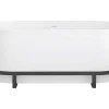 Shower & Design Vrijstaand Bad-Ovaal Vrijstaand Bad Met Metalen Decoratie - 230 L - 160 X 75 X 60 Cm - Wit - Acryl - Pleco