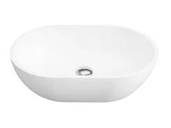 Shower & Design Wastafel-Ovale Wastafel Van Solid Surface - Wit - 58 Cm - Sengli