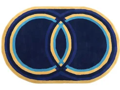 OZAIA Woonkamertapijt-Ovale Wollen Tapijt Komiza - Handgetuft - 150 X 230 Cm - Marineblauw