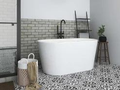 Shower & Design Vrijstaand Bad-Ovalen Losstaand Bad - 180 L - 130 X 71 X 58 Cm - Wit - Acryl - Apogon