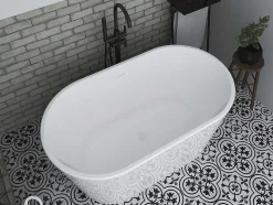 Shower & Design Vrijstaand Bad-Ovalen Losstaand Bad - 180 L - 130 X 71 X 58 Cm - Wit - Acryl - Apogon