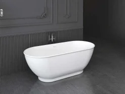 Shower & Design Vrijstaand Bad-Ovalen Vrijstaand Bad - 240 L - 170 X 75 X 60 Cm - Wit - Acryl - Mobula
