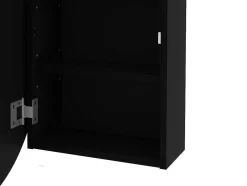 Vente-unique Muurkast Badkamer-Ovalen Wandmeubel Voor Badkamer Met Spiegel - Ruri - Zwart