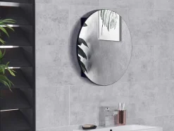 Vente-unique Muurkast Badkamer-Ovalen Wandmeubel Voor Badkamer Met Spiegel - Ruri - Zwart
